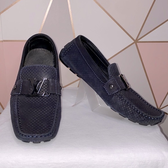 Louis Vuitton Classic Checked Navy Loafer US 8.5/ LV 7.5 Suede Moccasin … - Picture 1 of 11